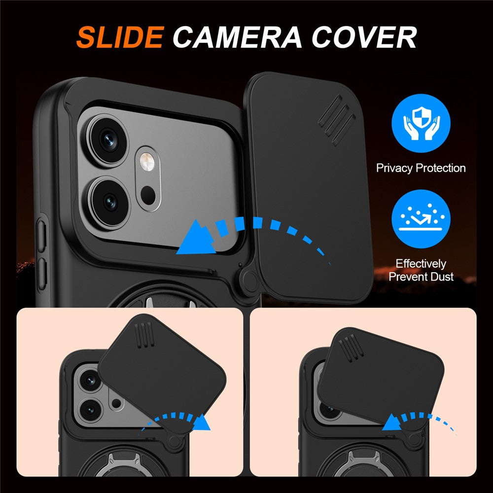 For Honor 600 5G  /  600 Pro 5G Case Magnetic Case Ring Kickstand Slide Camera Cover TPU PC Hybrid Phone Shell