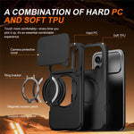 For Honor 600 5G  /  600 Pro 5G Case Magnetic Case Ring Kickstand Slide Camera Cover TPU PC Hybrid Phone Shell
