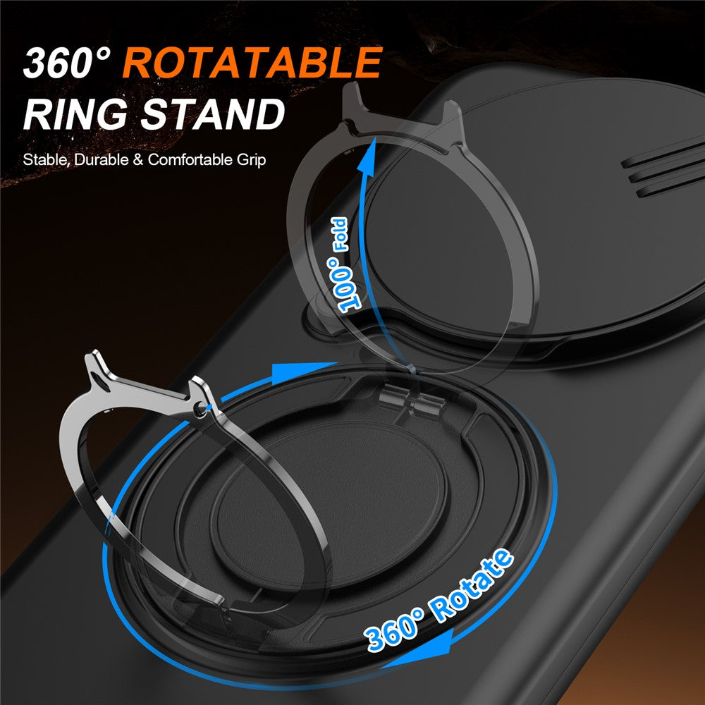 For Honor X9a 5G Cover Magnetisk Cover Ring Støtteben Skydbart Kameradæksel TPU PC Hybrid Telefoncover