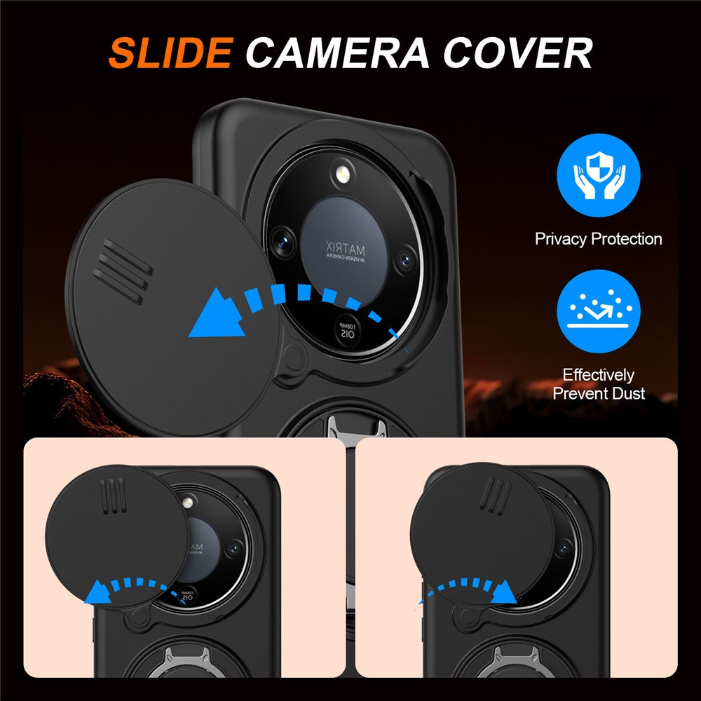 For Honor X9a 5G Cover Magnetisk Cover Ring Støtteben Skydbart Kameradæksel TPU PC Hybrid Telefoncover