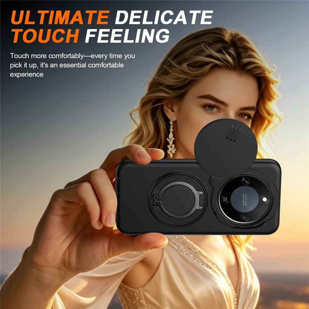 For Honor X9a 5G Cover Magnetisk Cover Ring Støtteben Skydbart Kameradæksel TPU PC Hybrid Telefoncover