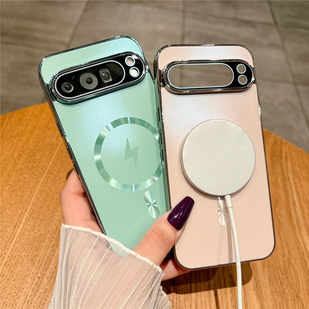 For Google Pixel 9 Pro Magnetic Case Full Lens Coverage Electroplated TPU Shockproof Phone Cover