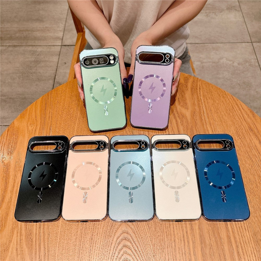 For Google Pixel 9 Pro Magnetic Case Full Lens Coverage Electroplated TPU Shockproof Phone Cover
