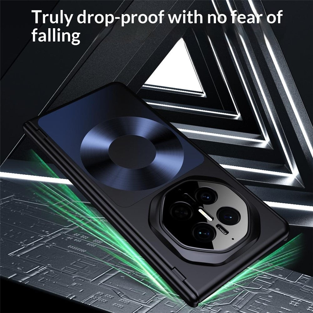 For Huawei Mate X7 Magnetic Case Platinum Record Design PU Leather + PC Electroplating Phone Cover