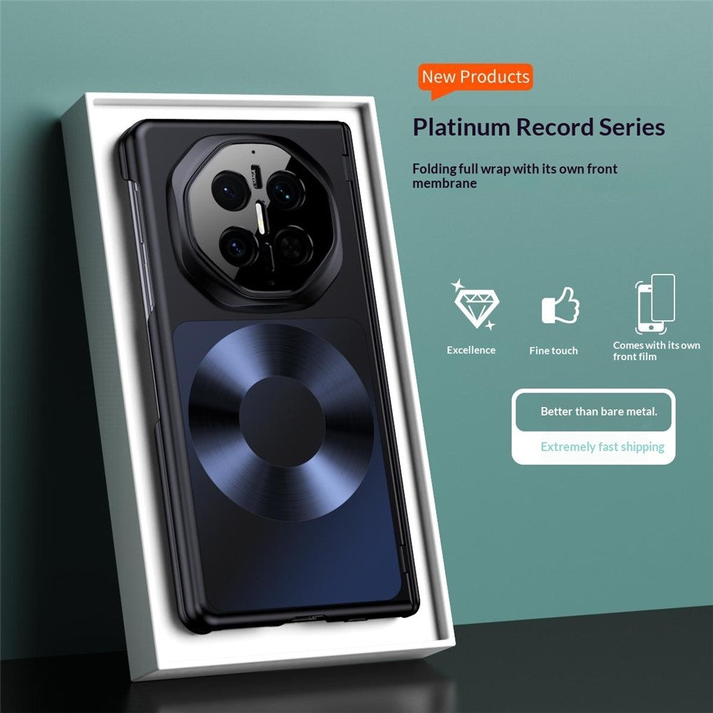 For Huawei Mate X7 Magnetic Case Platinum Record Design PU Leather + PC Electroplating Phone Cover