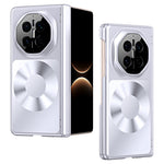 For Huawei Mate X7 Magnetic Case Platinum Record Design PU Leather + PC Electroplating Phone Cover