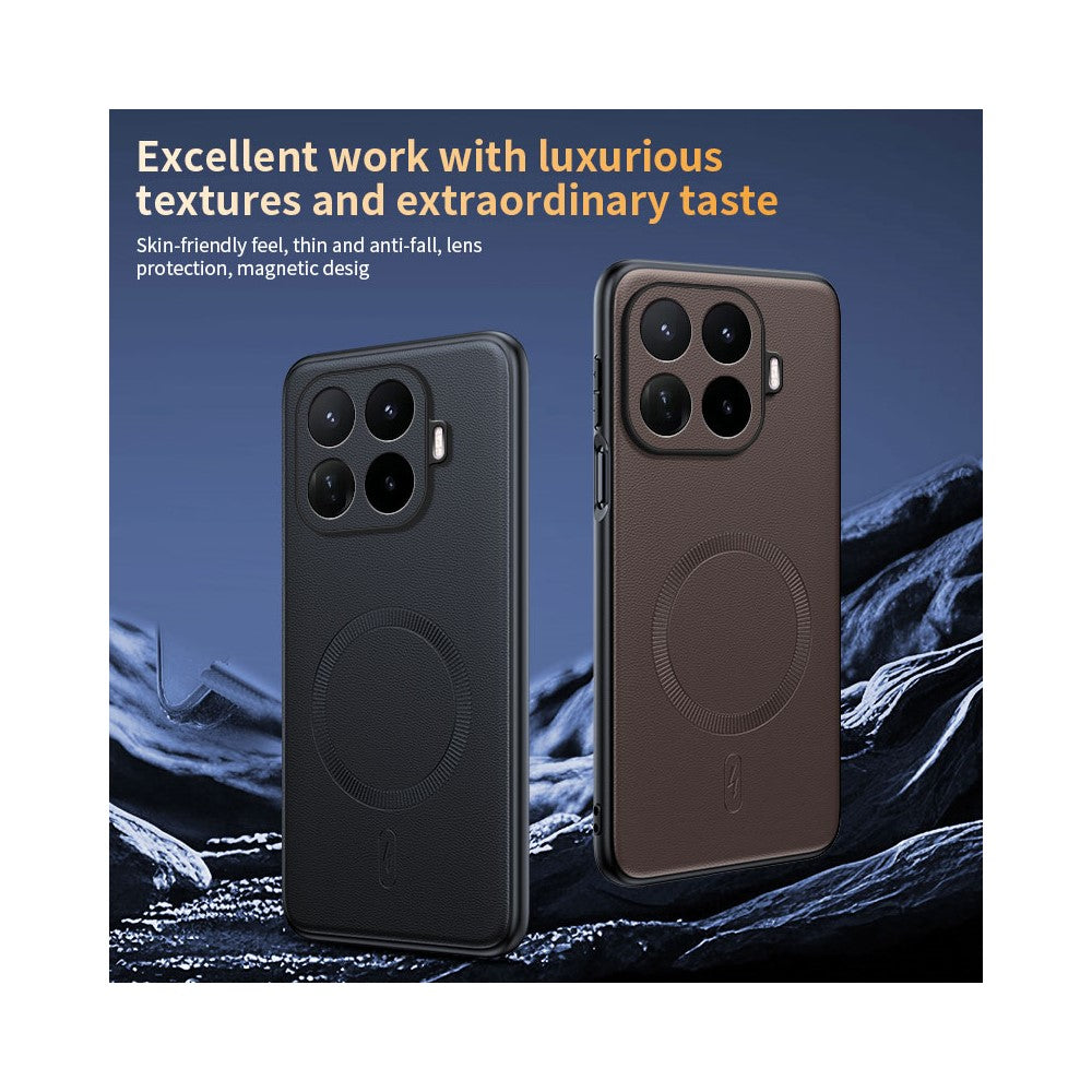 For Xiaomi 17T Pro Magnetic Case Leather Coated TPU + PC Phone Cover