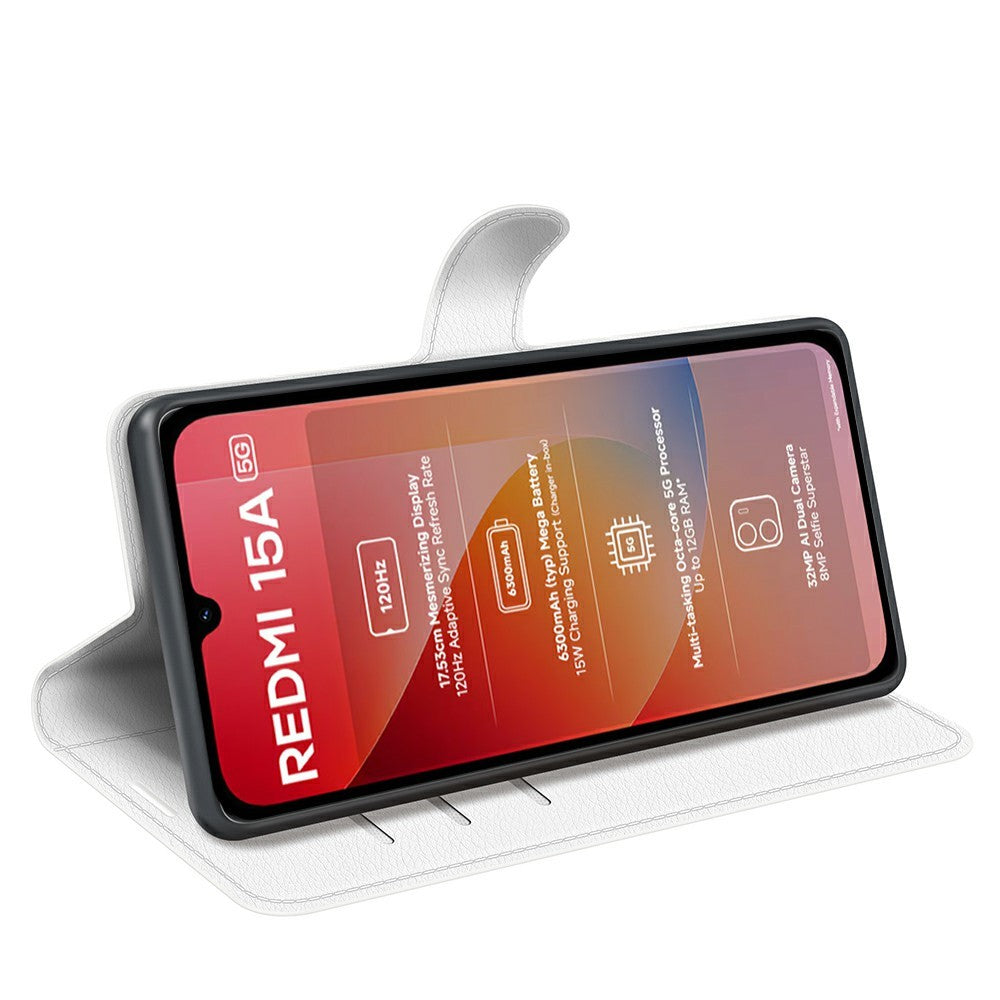 For Xiaomi Redmi 15a 5G Case Wallet Stand Litchi Texture Shockproof Leather Phone Cover