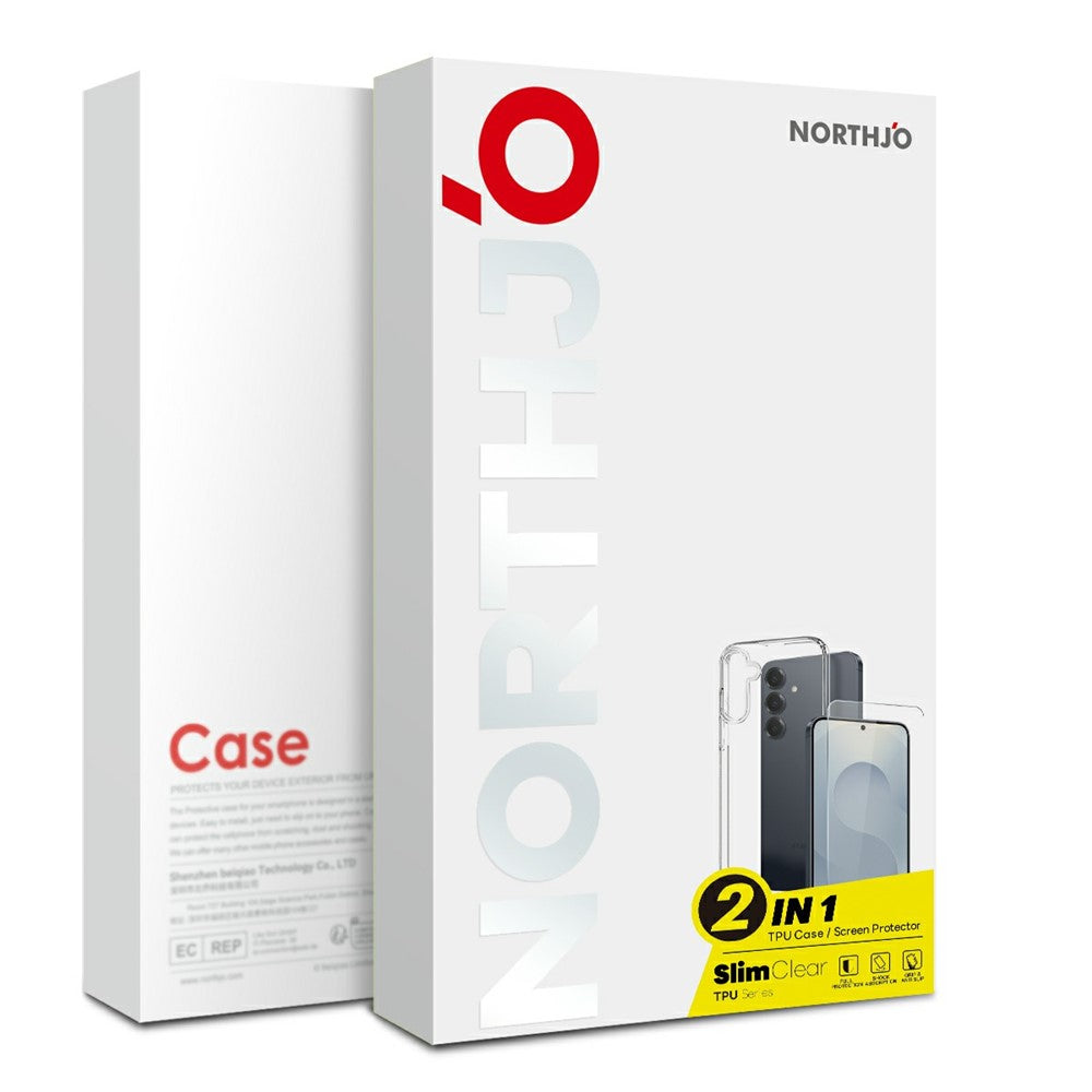 NORTHJO For Samsung Galaxy S26 FE Case Soft TPU Clear Phone Cover with Tempered Glass Screen Protector