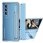For Samsung Galaxy Z Fold4 5G Hinge Protection Kickstand Phone Case Hard PC Shockproof Anti-Drop Shell with Tempered Glass Screen Film