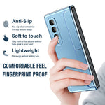 For Samsung Galaxy Z Fold4 5G Hinge Protection Kickstand Phone Case Hard PC Shockproof Anti-Drop Shell with Tempered Glass Screen Film