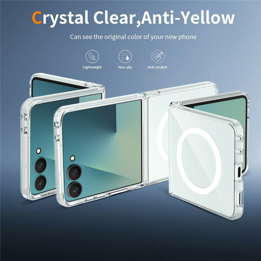 Til Samsung Galaxy Z Flip8 Magnetisk Cover PC + TPU Klart Telefoncover + 2 Stk. Hærdet Glasfilm til Udvendig Skærm + 2 Stk. Hydrogelfilm til Indvendig Skærm
