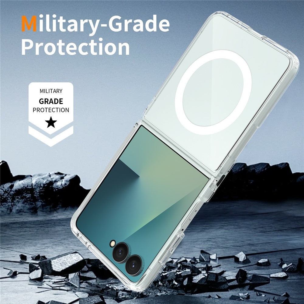 Til Samsung Galaxy Z Flip8 Magnetisk Cover PC + TPU Klart Telefoncover + 2 Stk. Hærdet Glasfilm til Udvendig Skærm + 2 Stk. Hydrogelfilm til Indvendig Skærm