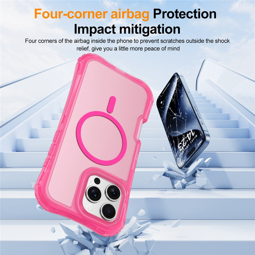 For iPhone 15 Pro Max Magnetic Phone Case Soft-touch 2-in-1 PC+TPU Shockproof Cover Compatible with MagSafe