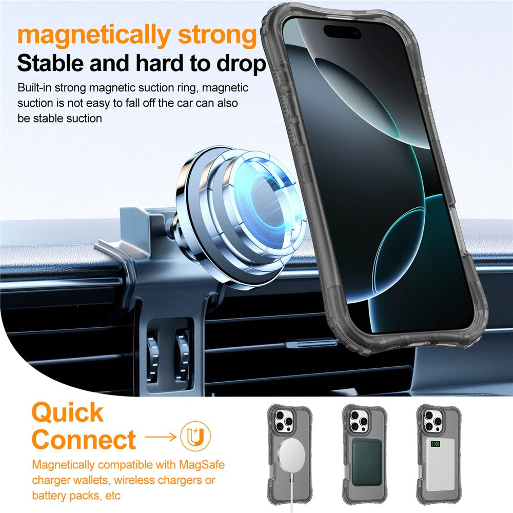 For iPhone 16 Plus Magnetic Phone Case Soft-touch 2-in-1 PC+TPU Shockproof Cover Compatible with MagSafe