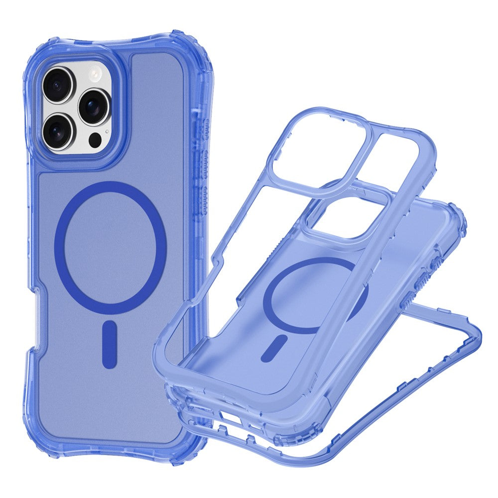 For iPhone 16 Plus Magnetic Phone Case Soft-touch 2-in-1 PC+TPU Shockproof Cover Compatible with MagSafe