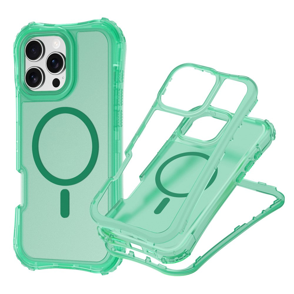 For iPhone 16 Plus Magnetic Phone Case Soft-touch 2-in-1 PC+TPU Shockproof Cover Compatible with MagSafe