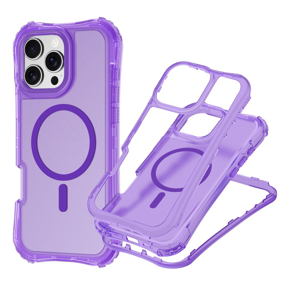 For iPhone 16 Plus Magnetic Phone Case Soft-touch 2-in-1 PC+TPU Shockproof Cover Compatible with MagSafe