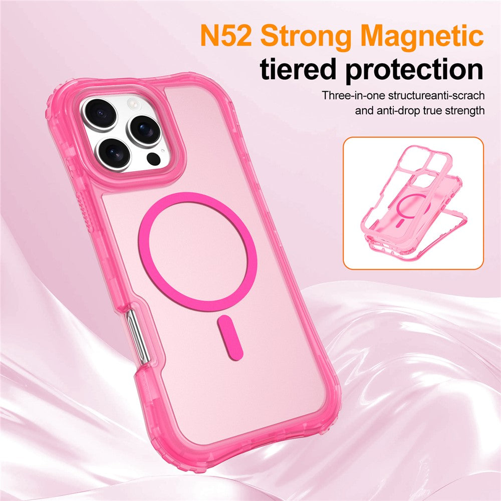 For iPhone 14 Pro Max Magnetic Phone Case Soft-touch 2-in-1 PC+TPU Shockproof Cover Compatible with MagSafe