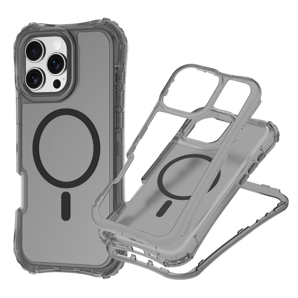 For iPhone 14 Pro Max Magnetic Phone Case Soft-touch 2-in-1 PC+TPU Shockproof Cover Compatible with MagSafe