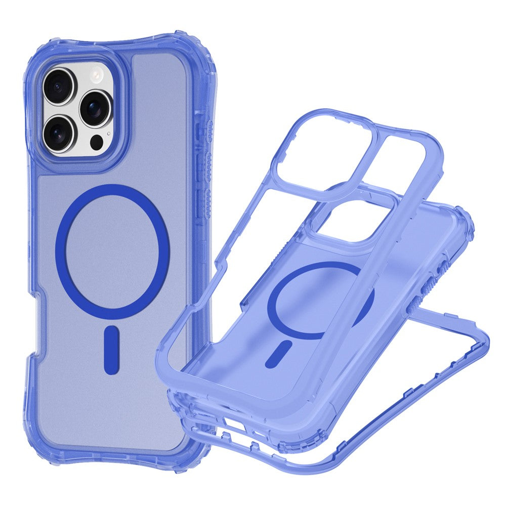 For iPhone 13 Pro Magnetic Phone Case Soft-touch 2-in-1 PC+TPU Shockproof Cover Compatible with MagSafe