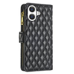 BINFEN COLOR til iPhone 17 BF Style-15 Læderetui Lynlåslomme Rhombus Telefoncover