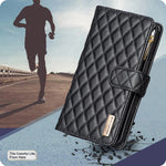 BINFEN COLOR til iPhone 17 BF Style-15 Læderetui Lynlåslomme Rhombus Telefoncover