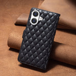 BINFEN COLOR til iPhone 17 BF Style-15 Læderetui Lynlåslomme Rhombus Telefoncover