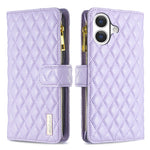 BINFEN COLOR til iPhone 17 BF Style-15 Læderetui Lynlåslomme Rhombus Telefoncover