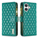 BINFEN COLOR til iPhone 17 BF Style-15 Læderetui Lynlåslomme Rhombus Telefoncover