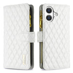 BINFEN COLOR til iPhone 17 BF Style-15 Læderetui Lynlåslomme Rhombus Telefoncover