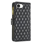 BINFEN COLOR for iPhone 16e / iPhone 17e BF Style-15 Leather Case Zipper Pocket Rhombus Phone Cover