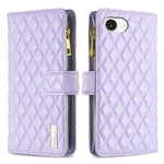 BINFEN COLOR for iPhone 16e / iPhone 17e BF Style-15 Leather Case Zipper Pocket Rhombus Phone Cover