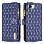 BINFEN COLOR for iPhone 16e / iPhone 17e BF Style-15 Leather Case Zipper Pocket Rhombus Phone Cover