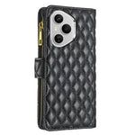 BINFEN COLOR för Honor 400 Pro 5G (Global) BF Style-15 Läderfodral Blixtlåsficka Rombiskt mobilfodral