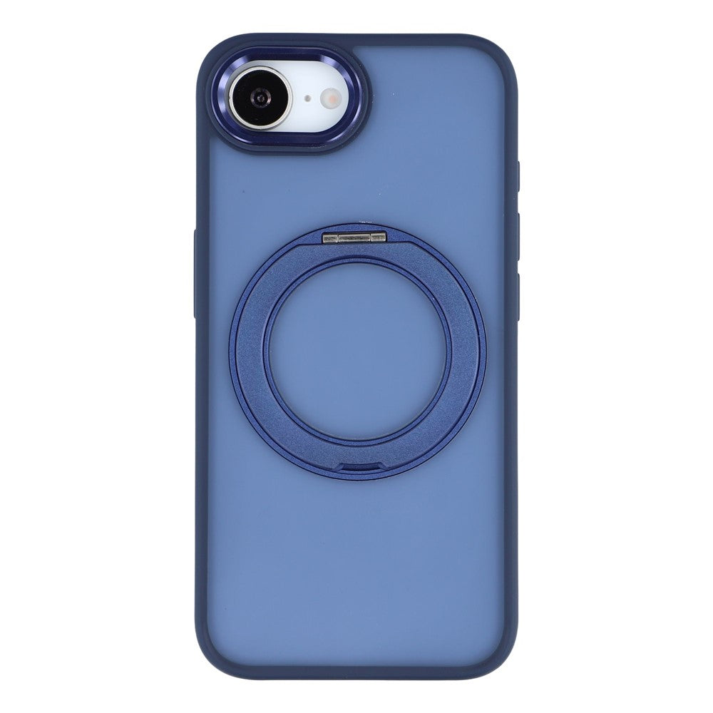 Til iPhone 17e / 16e cover med roterende støttefod i TPU + PC, skridsikkert mat bagcover til telefon