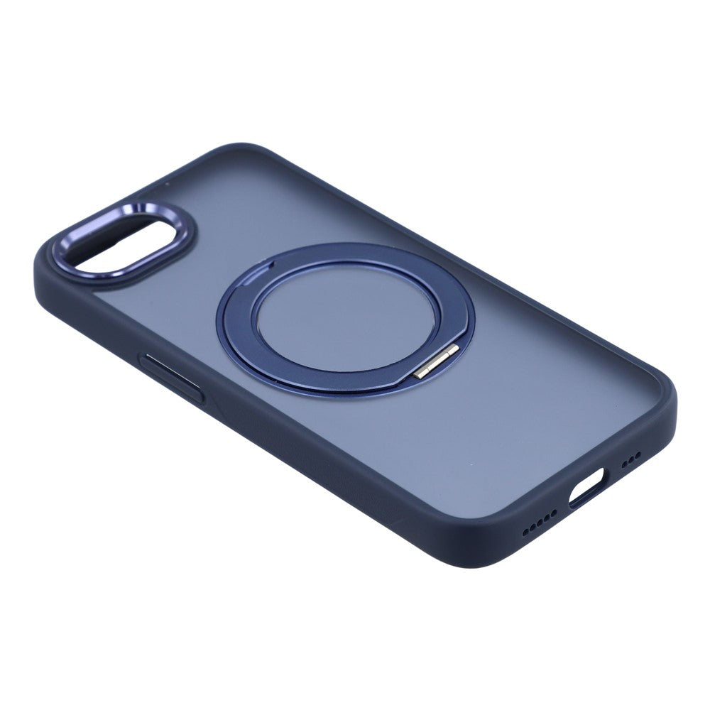 Til iPhone 17e / 16e cover med roterende støttefod i TPU + PC, skridsikkert mat bagcover til telefon