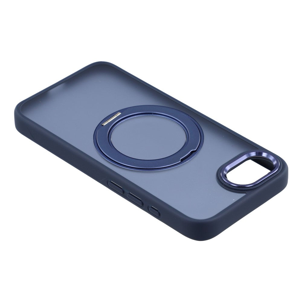 Til iPhone 17e / 16e cover med roterende støttefod i TPU + PC, skridsikkert mat bagcover til telefon