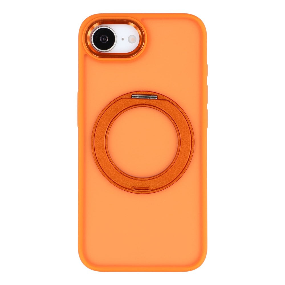 Til iPhone 17e / 16e cover med roterende støttefod i TPU + PC, skridsikkert mat bagcover til telefon