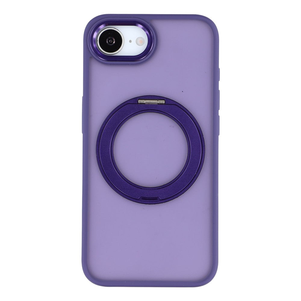 Til iPhone 17e / 16e cover med roterende støttefod i TPU + PC, skridsikkert mat bagcover til telefon