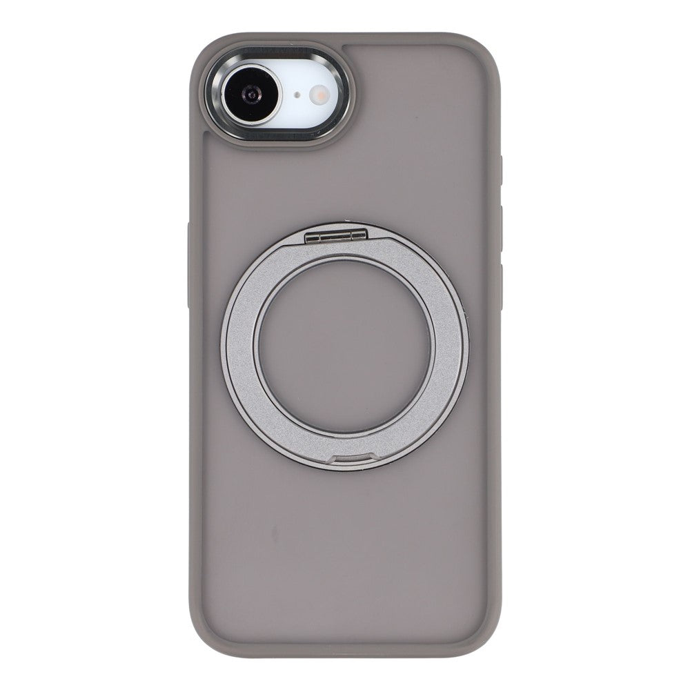 Til iPhone 17e / 16e cover med roterende støttefod i TPU + PC, skridsikkert mat bagcover til telefon