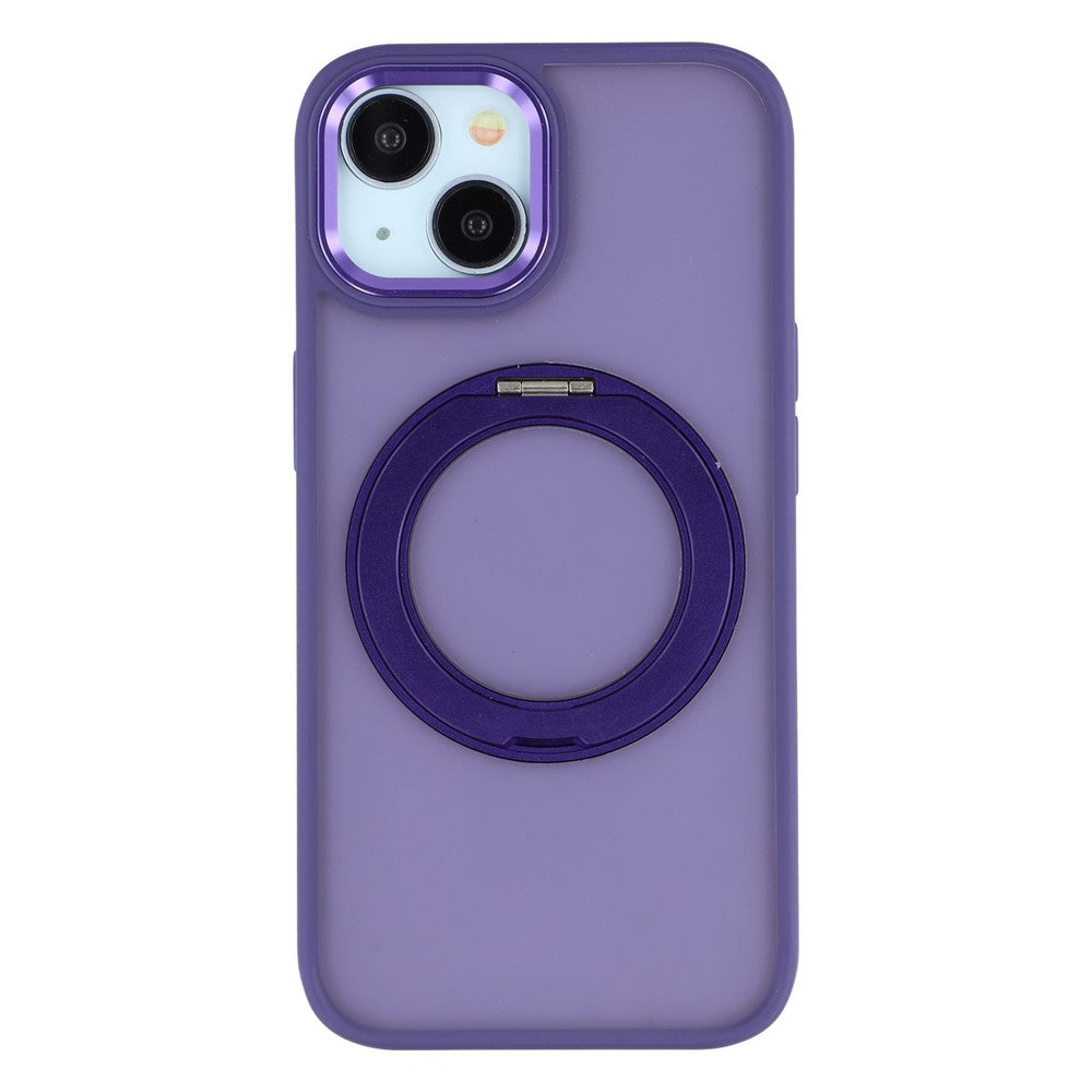 For iPhone 15 Plus / 14 Plus Case Rotating Kickstand TPU + PC Anti-slip Matte Phone Back Cover