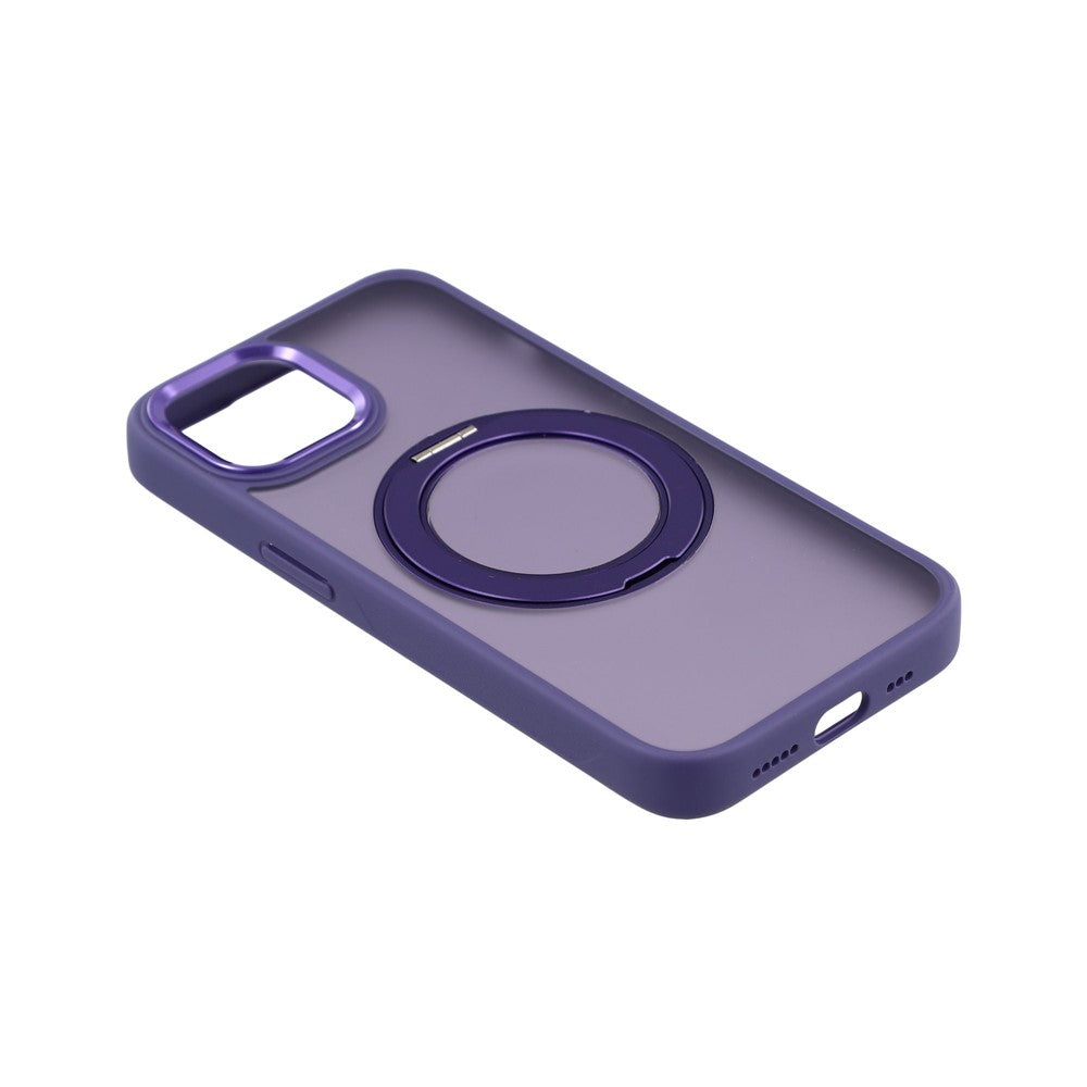 For iPhone 15 Plus / 14 Plus Case Rotating Kickstand TPU + PC Anti-slip Matte Phone Back Cover