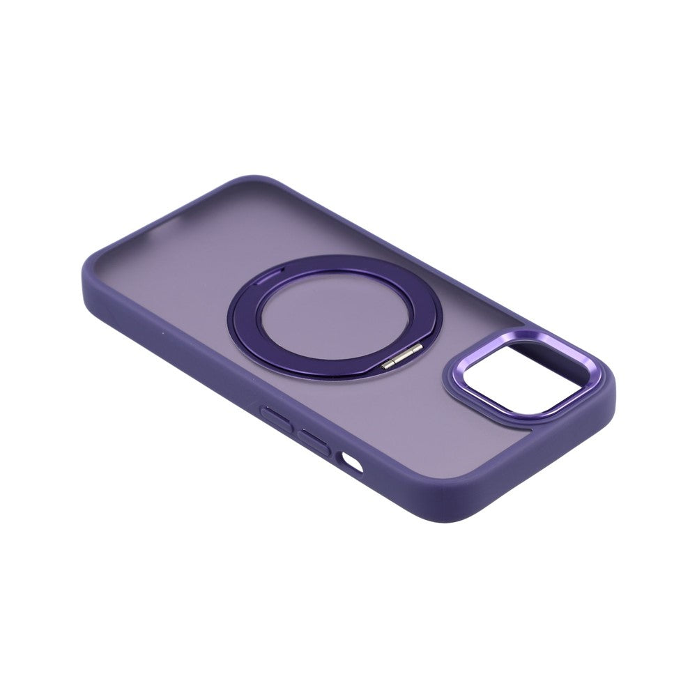 For iPhone 15 Plus / 14 Plus Case Rotating Kickstand TPU + PC Anti-slip Matte Phone Back Cover