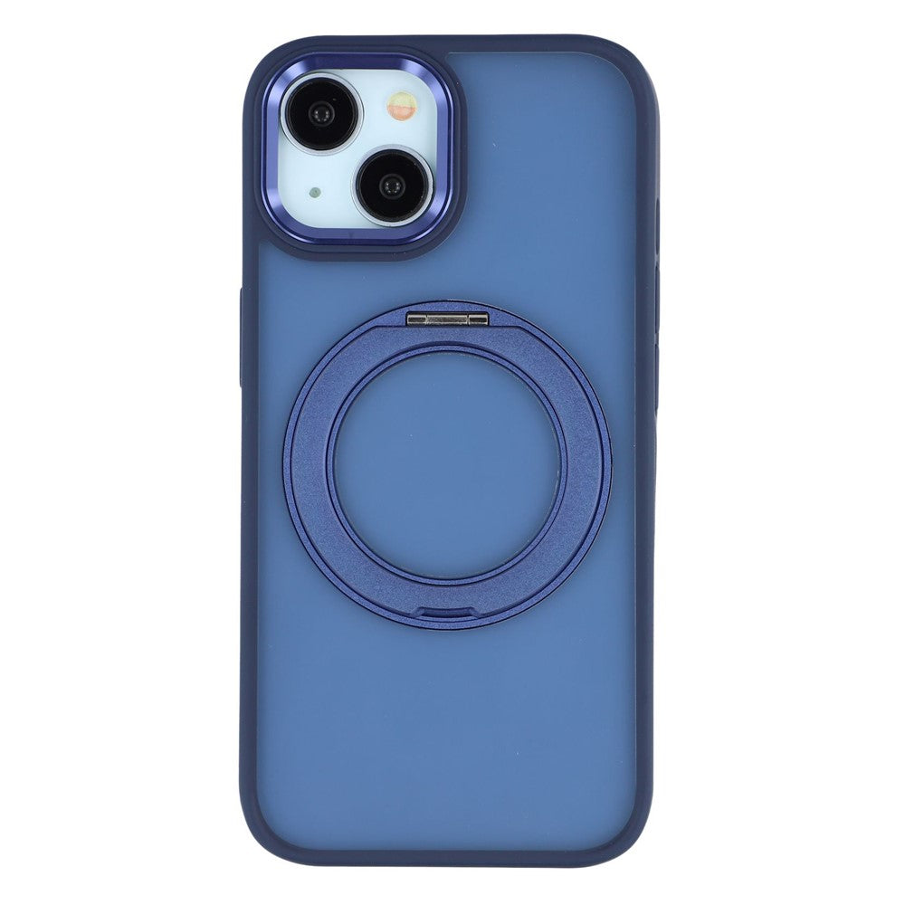 For iPhone 15 Plus / 14 Plus Case Rotating Kickstand TPU + PC Anti-slip Matte Phone Back Cover
