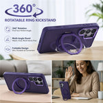 For Samsung Galaxy S26 Ultra Magnetic Case Matte PC+TPU Anti-slip Phone Cover with Rotating Kickstand
