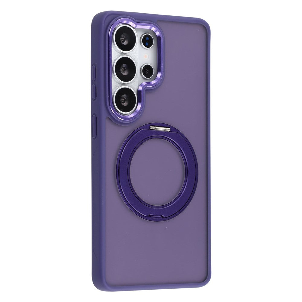 For Samsung Galaxy S26 Ultra Magnetic Case Matte PC+TPU Anti-slip Phone Cover with Rotating Kickstand