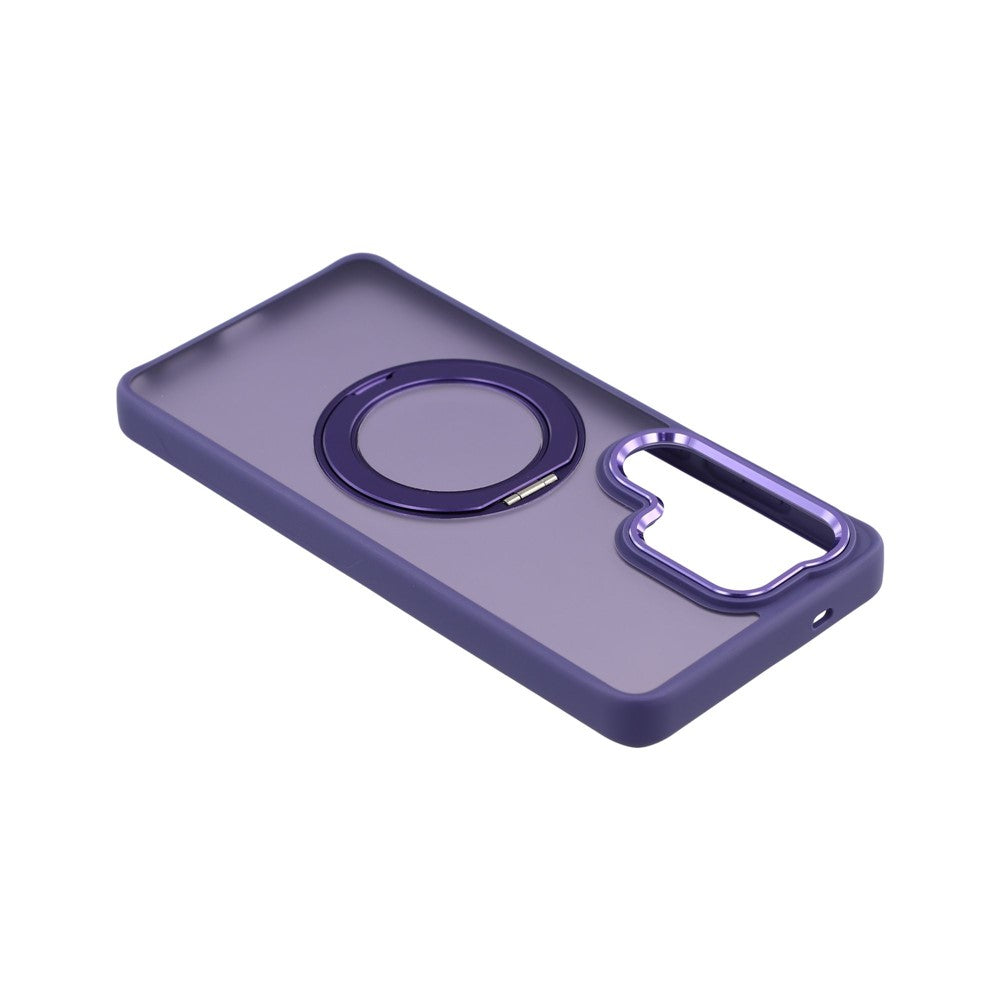For Samsung Galaxy S26 Ultra Magnetic Case Matte PC+TPU Anti-slip Phone Cover with Rotating Kickstand