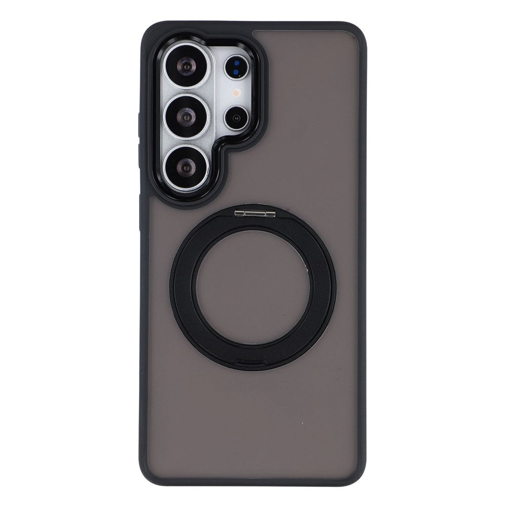 For Samsung Galaxy S26 Ultra Magnetic Case Matte PC+TPU Anti-slip Phone Cover with Rotating Kickstand