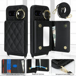 For Google Pixel 10a Case with Lanyard  /  Mirror  /  Card Holder Grids Pattern RFID Blocking Phone Cover